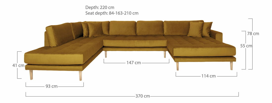 Rohová sedacia súprava v tvare U (P) Lvaveriaora U (horčicová)
