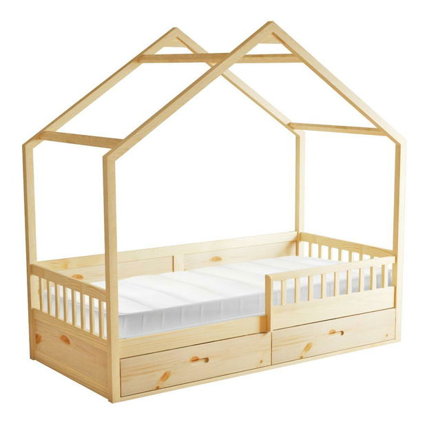 Gyerekágy 90 cm Burgues (természetes) (ágyráccsal) (tárolóhellyel)