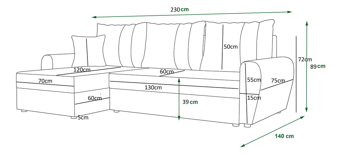 Colțar Daven L (gri + maro) (D)