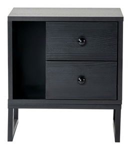 Éjjeliszekrény Glimarolla (sötét fa + fekete)