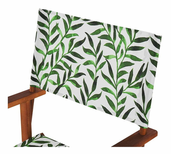 Set 2 buc șezlong de grădină cu huse de rezervă Ciala (lemn de salcâm închis + model frunze)