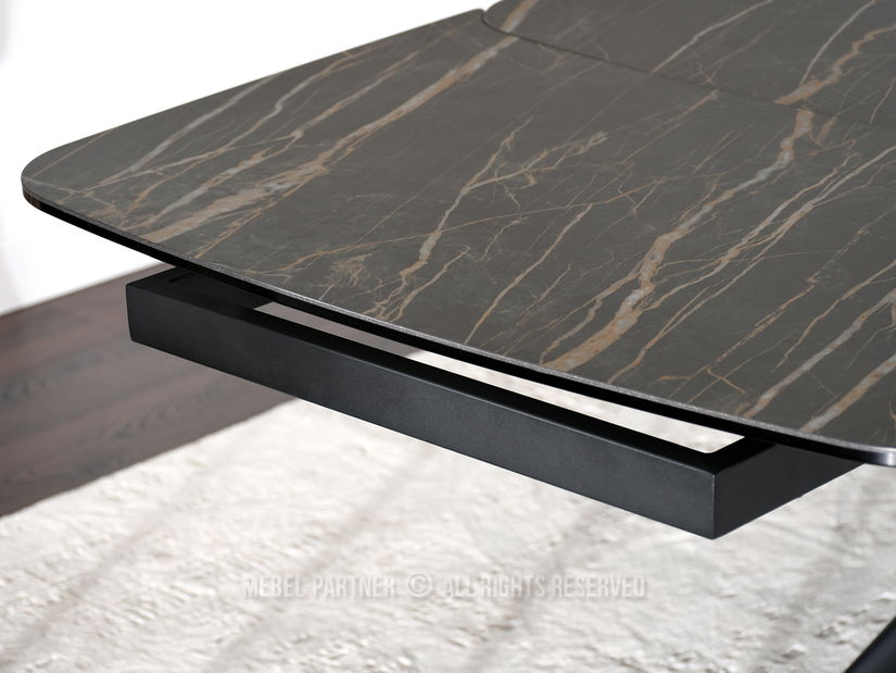 Masă de sufragerie Denzel (marmură neagră + negru)