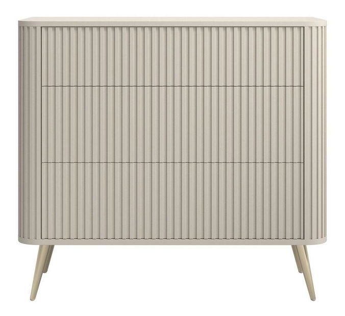 Comodă Oglio O3 (gri bej + auriu)