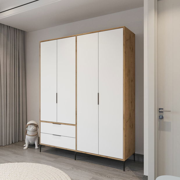 Šatníková skriňa Roya 1 (dub + biela)
