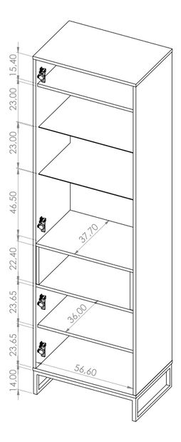 Vitrína Oliver WIT60 (dub artisan + čierna matná)