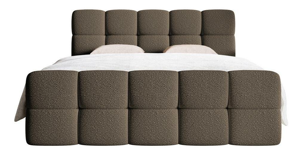 Kontinentális franciaágy 140 cm Cirsten 140C (ágyráccsal és matraccal) (tárolóhellyel) (bézs)