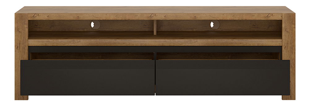 Masă TV Lacetta HAVF02 (stejar lefkas închis + negru)