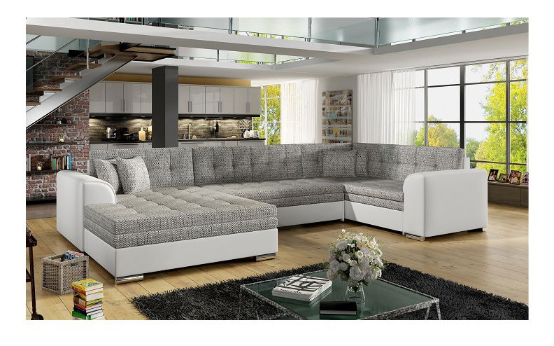 Rohová sedačka U Digorin (sivá + biela) (L)
