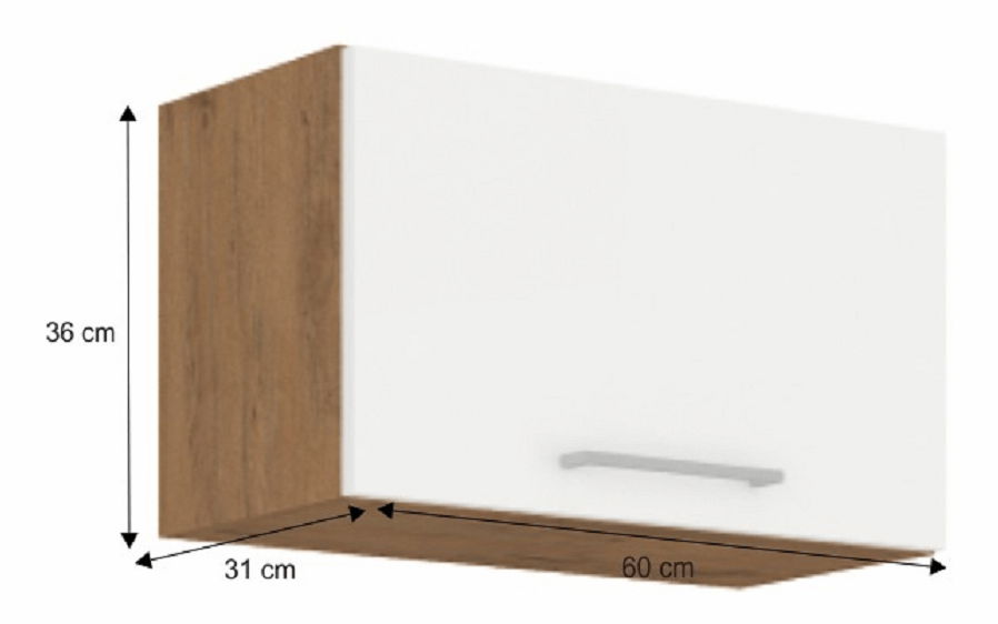 Horná kuchynská skrinka 60 GU-36 1F Velaga (biely lesk + dub lancelot)