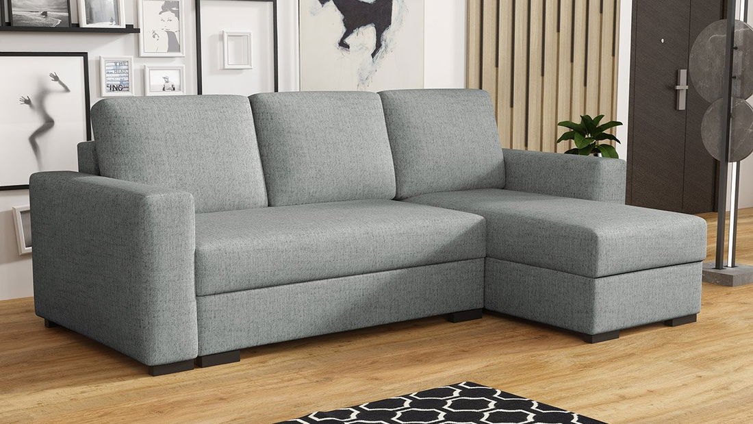 Sarokkanapé Zowelos (szürke) (tárolóhellyel)