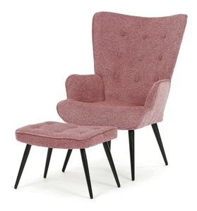 Kreslo s taburetkou Akitta (ružová)