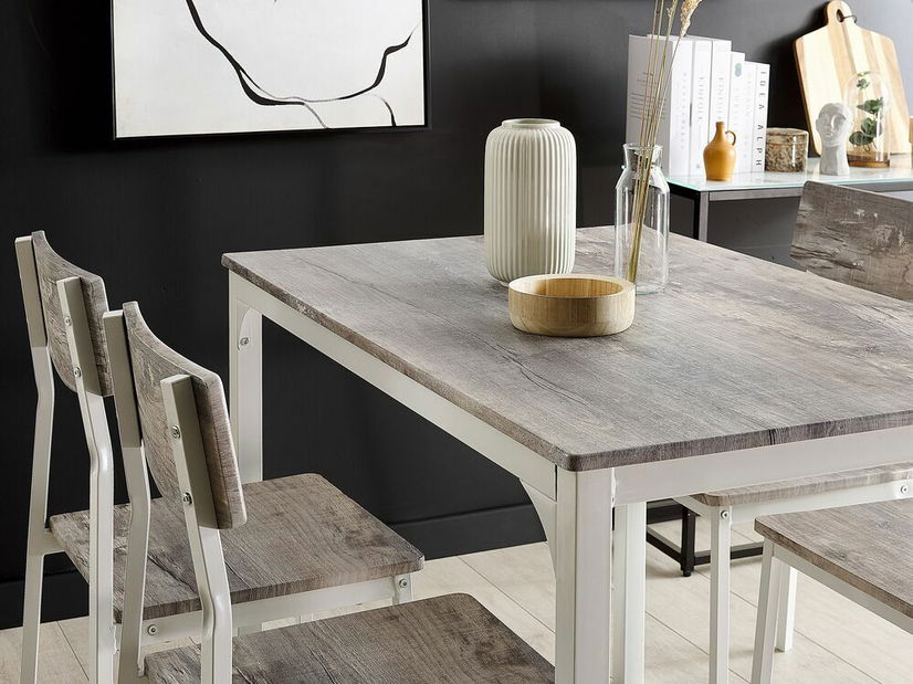 Set mobilier sufragerie BIMRE (gri + alb) (pentru 4 persoane)