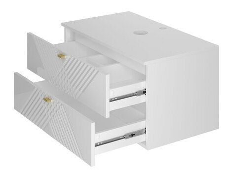 Kúpeľňová zostava Madrealla I (biela + lesk biely + zlatá) (s umývadlom a sifónom)