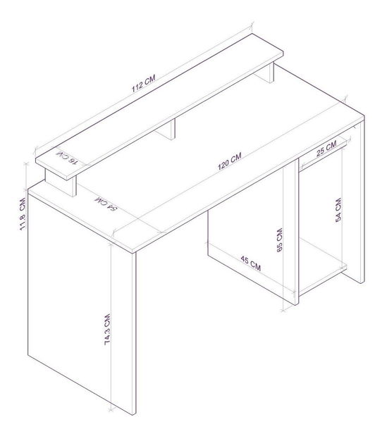 PC stolík Putabe 2 (čierna) 
