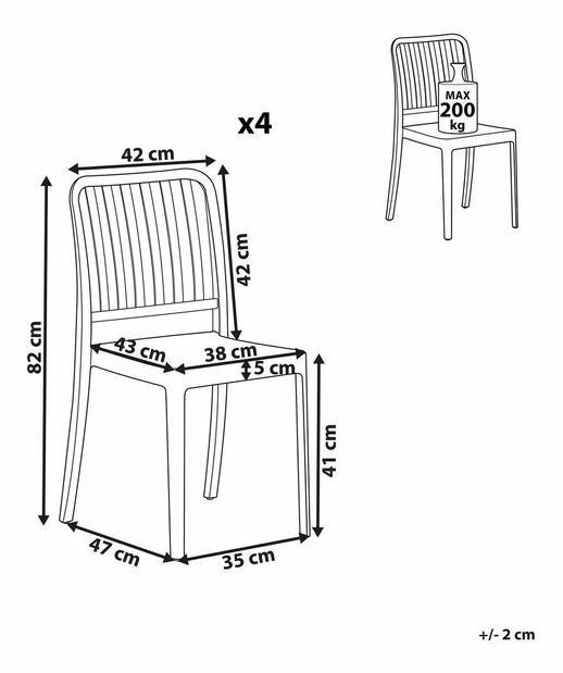 Set vrtnih stolica (4 kom.) Sinnamon (plava) 