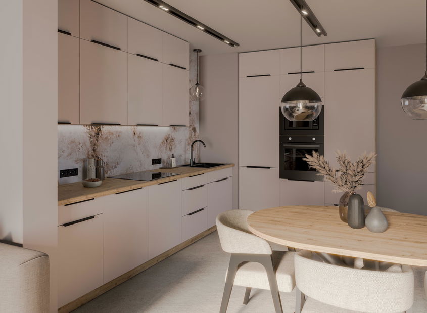 Dulap inferior de bucătărie sub chiuvetă Sayla 80 ZL 1S BB (cashmir + Stejar artisan)