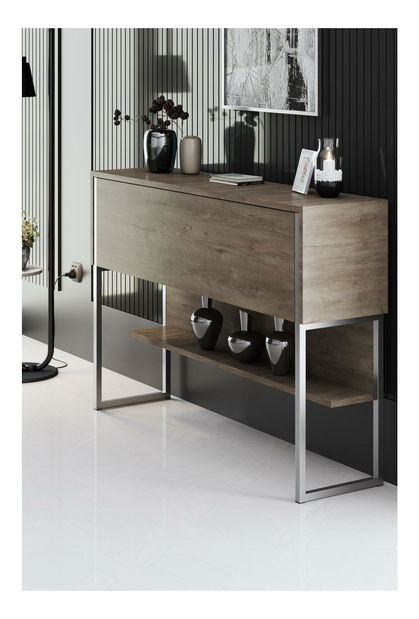 Konzolni stolić Luna 4 (srebrna + orah)