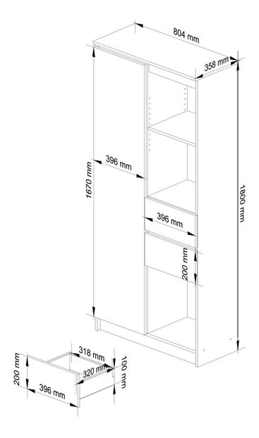 Regál Rizwan (fehér + fémes fényű)