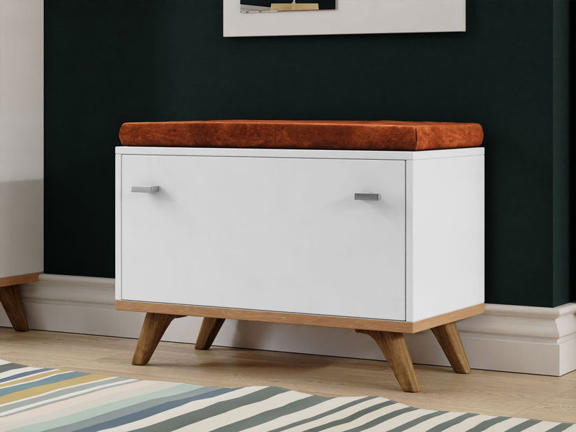 Cipőtároló Mirjan Tunbergia TN04 (fehér + arany craft tölgy ) (Kiárusítás)