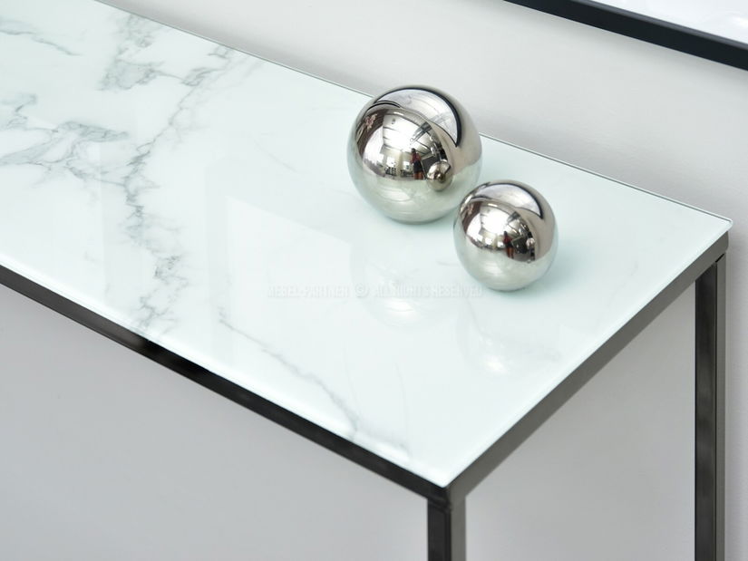 Măsuță consolă Bella Kons (marmură albă + negru)