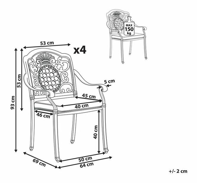 Set 4 ks. záhradných stoličiek SALIO (plast) (hnedá)