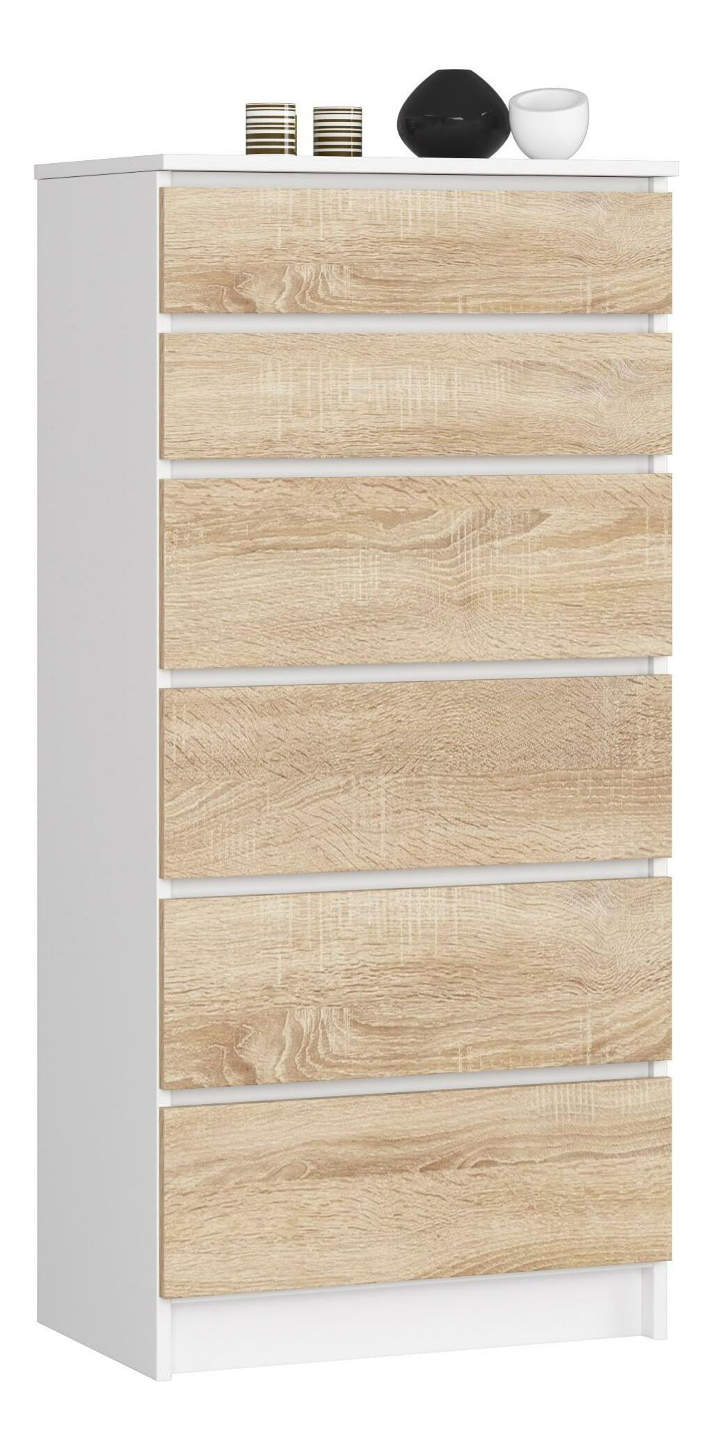 Comodă Kalista III (Alb + stejar sonoma)