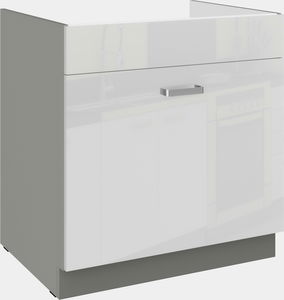 Dolná kuchynská skrinka pod drez Brunea 80 ZL 1S BB (korpus: sivá / front: lesk biely)