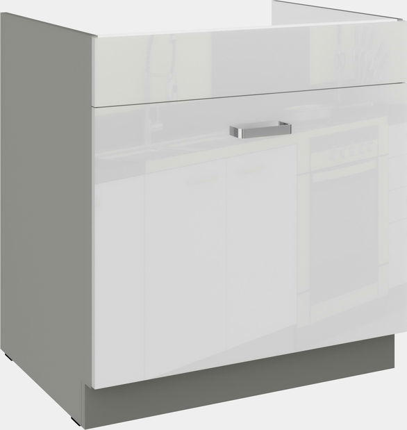 Dolná kuchynská skrinka pod drez Brunea 80 ZL 1S BB (korpus: sivá / front: lesk biely)