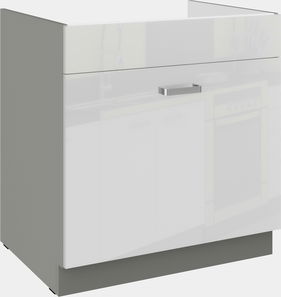 Donji kuhinjski ormarić ispod sudopera Brunea 80 ZL 1S BB (korpus: siva / front: bijeli sjaj)