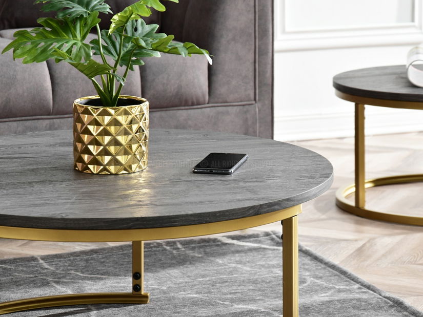 Stolić za kavu Kolja stolić Xl (hrast sivi + zlatna)