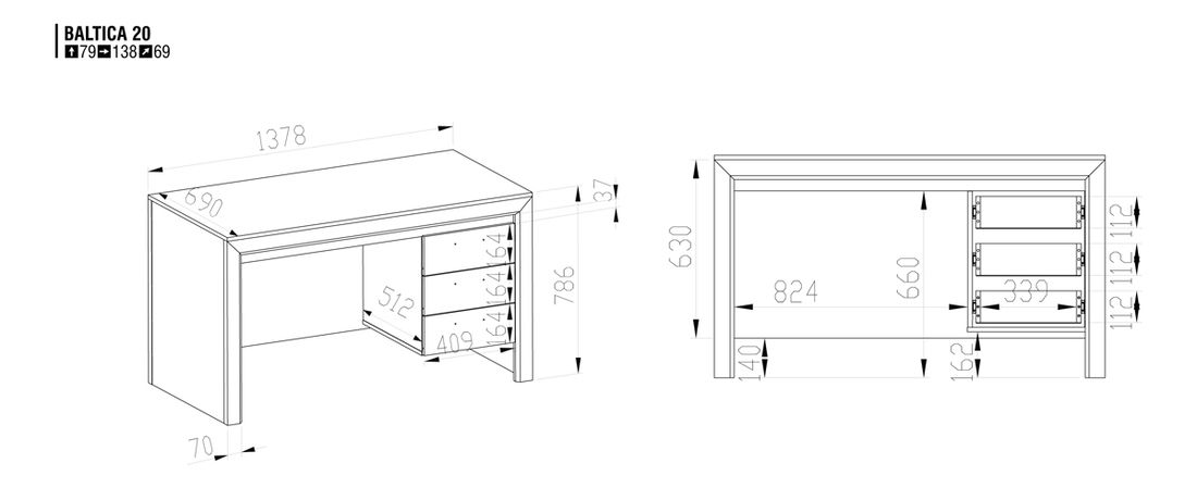 PC stolík Baltica 20