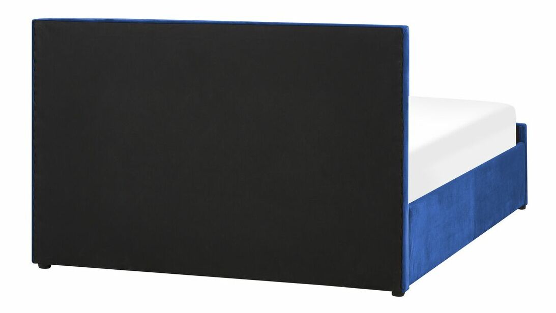 Manželská posteľ 140 cm Rhett (modrá) (s roštom a úložným priestorom)