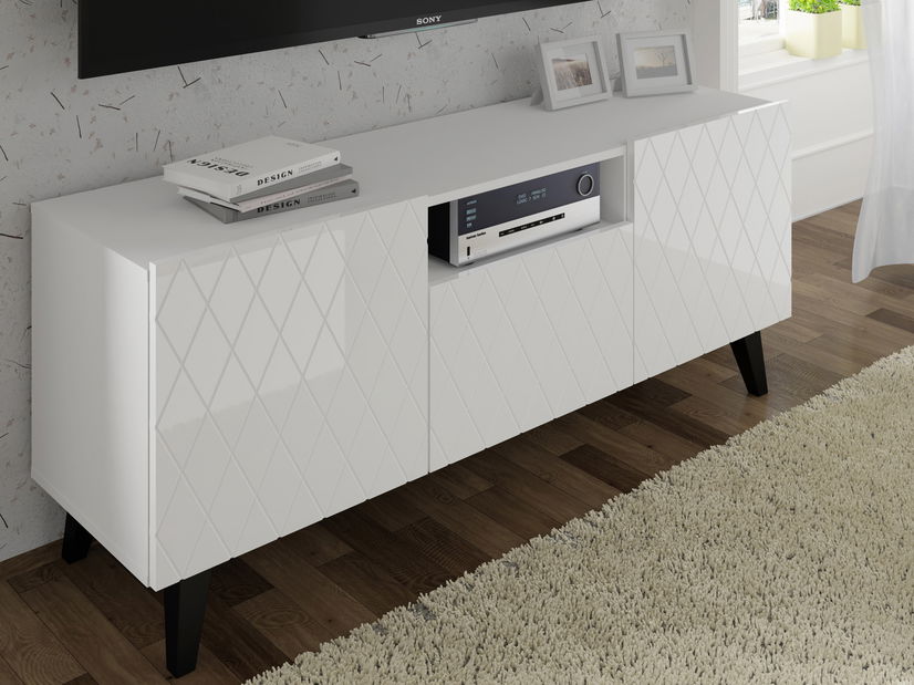 TV stolík/skrinka Dintanna 145 (biela + lesk biely)