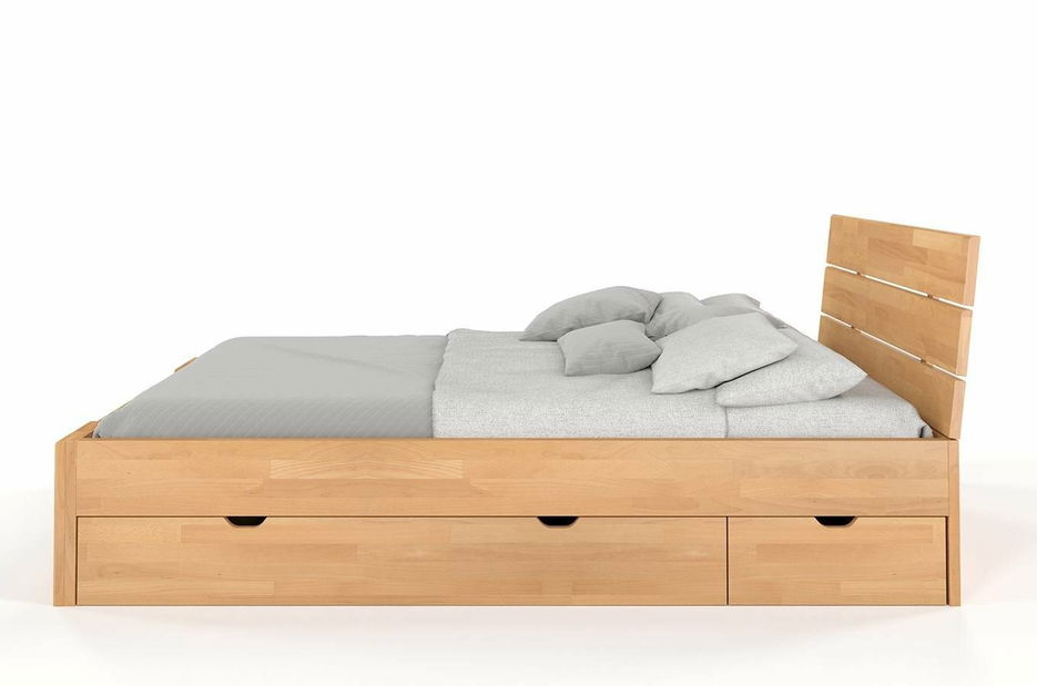 Manželská posteľ 180 cm Naturlig Tosen High Drawers (buk)