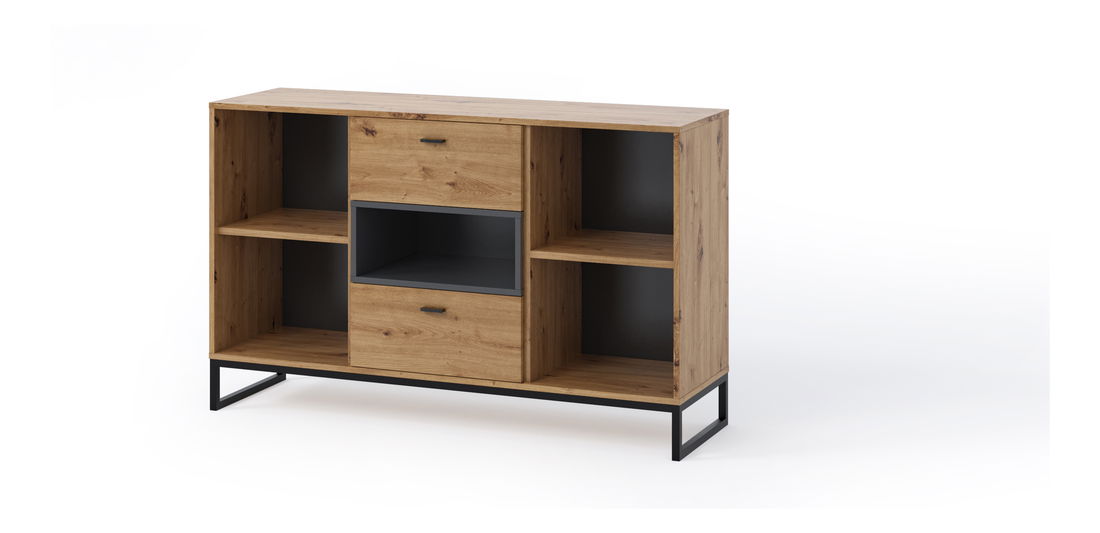 Komoda Oliver K2D2SZ (dub artisan + čierna matná)