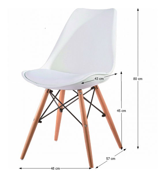 Jedálenská stolička Kemal (biela + buk)