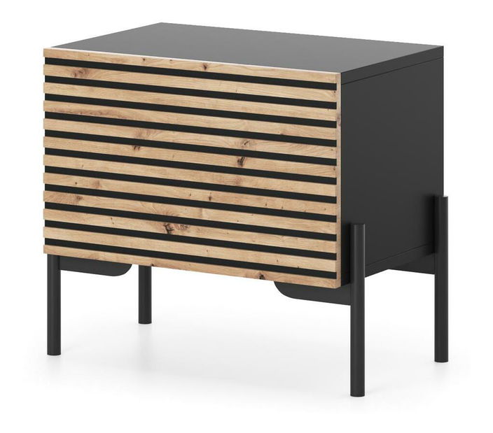 Nočný stolík Lamellito L4 (čierna + dub)