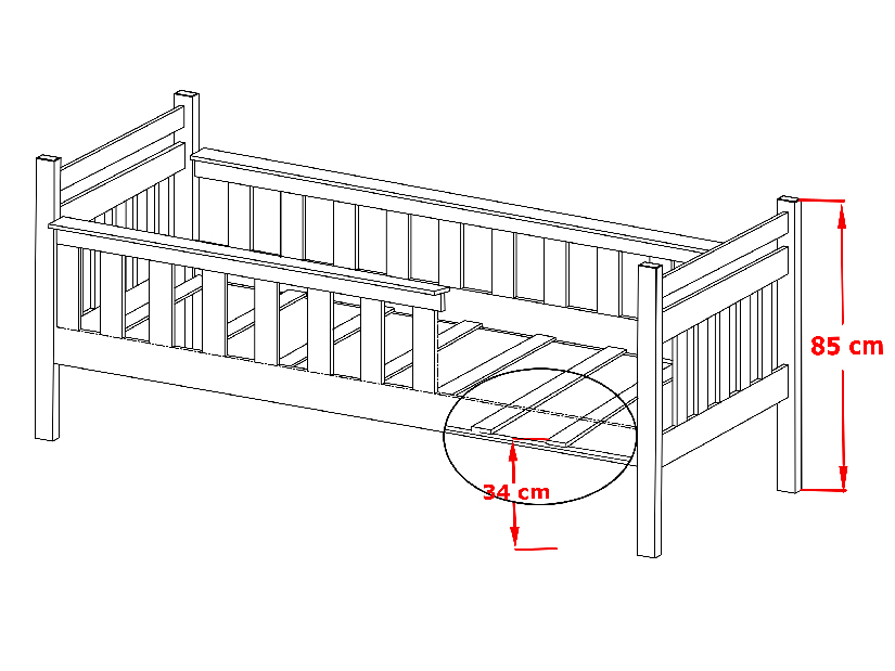 Dječji krevet 90 x 200 cm Emelda (s podnicom i prostorom za odlaganje) (bijela)