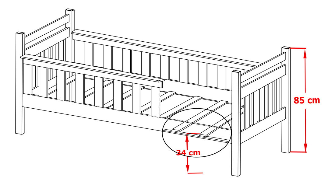 Dječji krevet 90 x 190 cm Emelda (s podnicom i prostorom za odlaganje) (grafit)