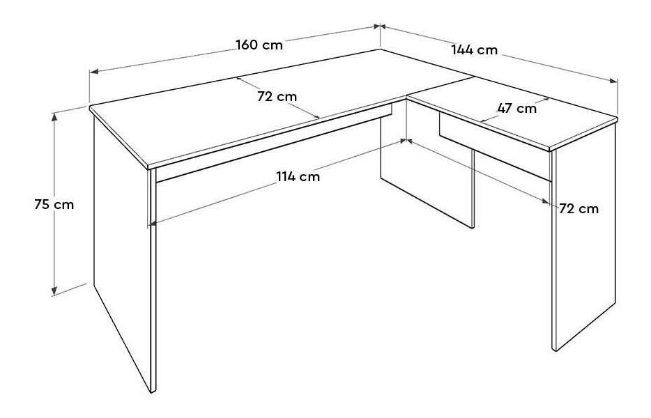 Kutni PC stolić Raven (antracit + hrast)