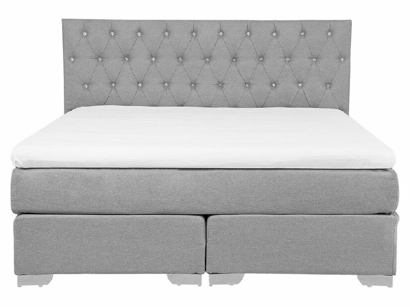 Manželská posteľ Boxspring 160 cm DUKE (s roštom a matracom) (sivá)