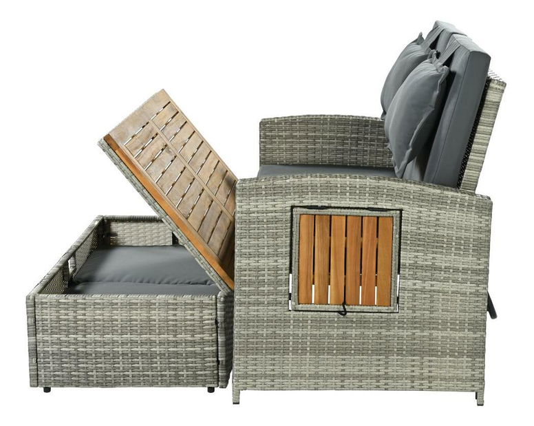 Vrtna sofa Mory (siva + prirodna)