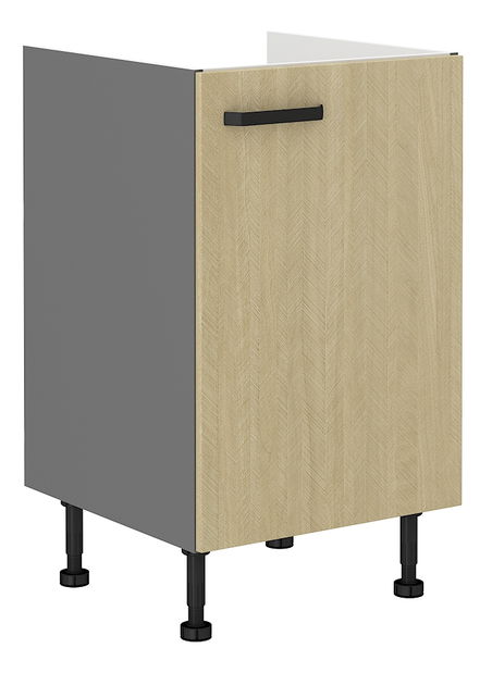 Alsó konyhaszekrény a mosogató alá Scarmi 50 ZL 1F BB (Antracit + Herringbone scandi)