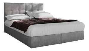 Manželská posteľ Boxspring 140 cm Porto (sivá) (s matracom a úložným priestorom)