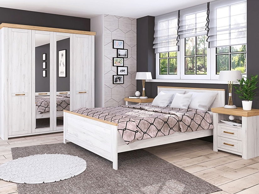 Spálňa Soleus (dub craft zlatý + dub craft biely)