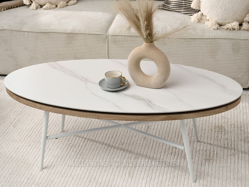 Stolić za kavu Tivoli (bijeli mramor + bijela)