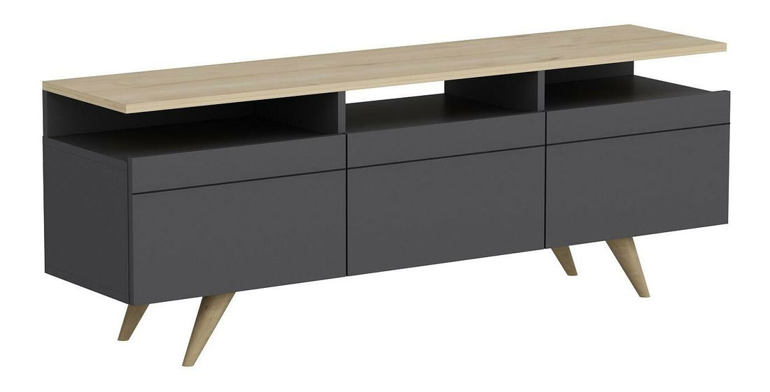 Masă TV/Dulap Vulema 2 (antracit + stejar) 