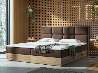 Manželská posteľ Boxspring 160 cm Bolondra (zlatý remeselný dub + soro 28)