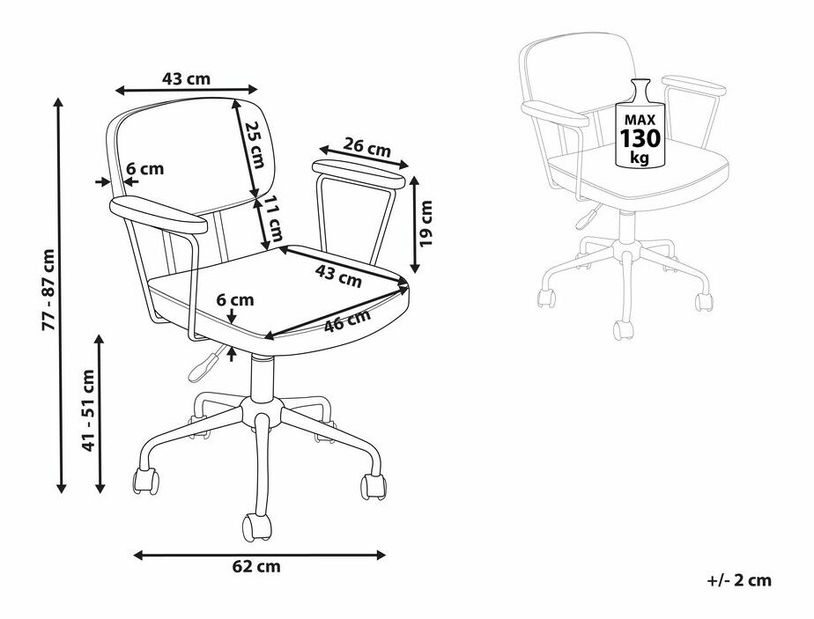 Kancelárska stolička Asta (čiernobiela)