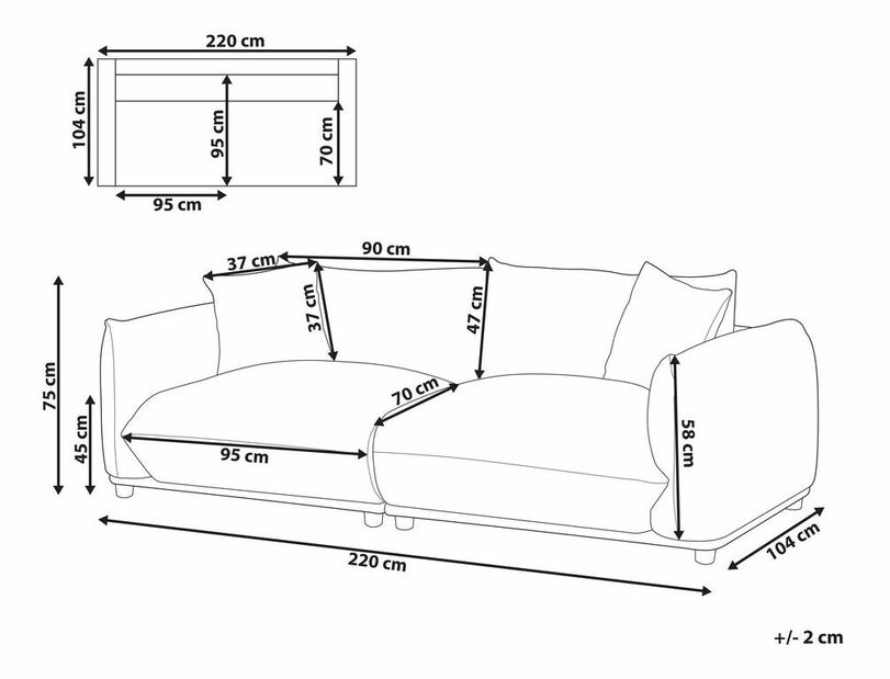 Canapea trei locuri Luvza (bej)